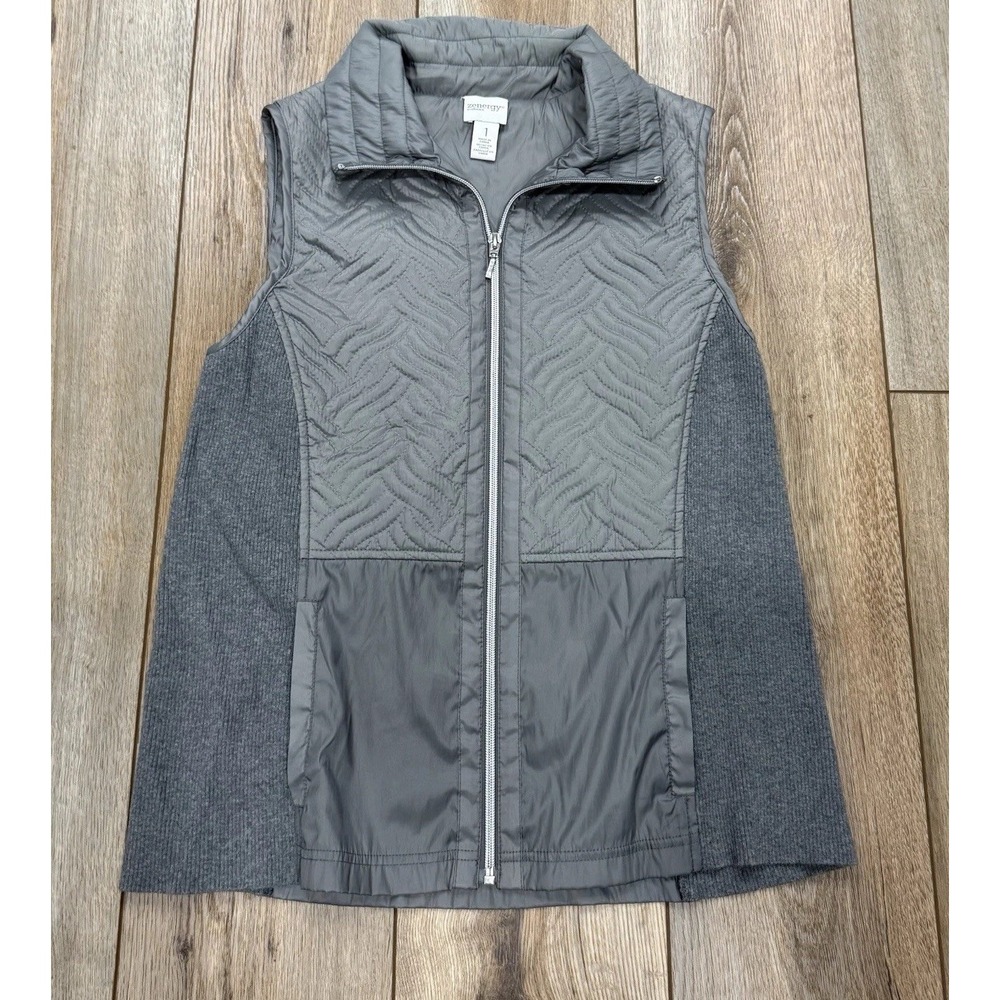 Chico's Zenergy Athleisure Vest Lightweight Grey Size 1 Small Full Zip
